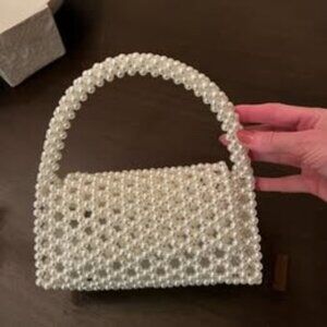 Wedding Pearl Purse, Bridal White Bag